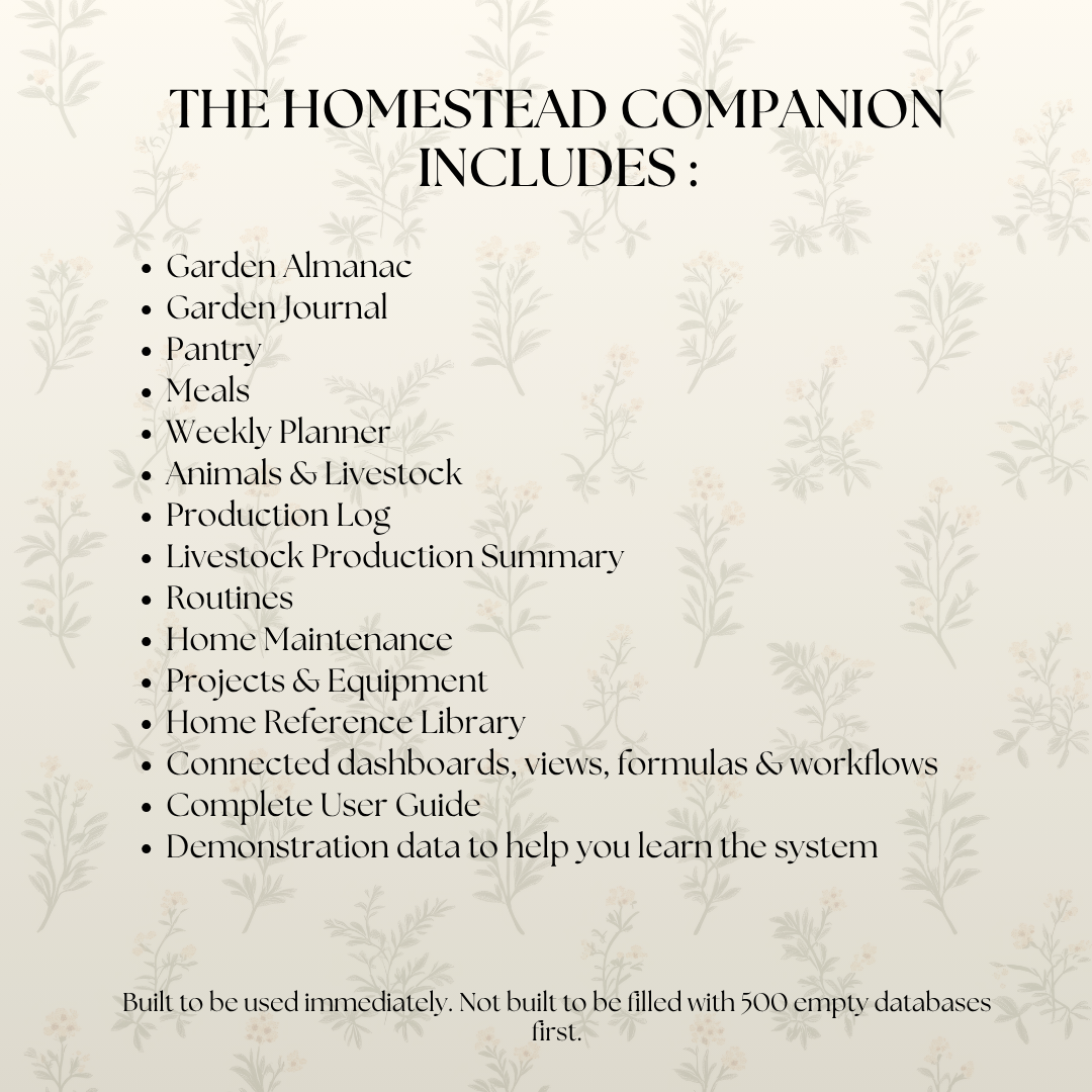 The Homestead Companion - Complete Notion Homestead Planner & Management System