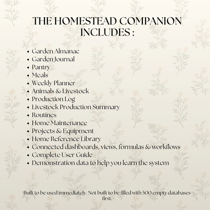The Homestead Companion - Complete Notion Homestead Planner & Management System