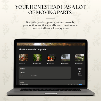The Homestead Companion - Complete Notion Homestead Planner & Management System