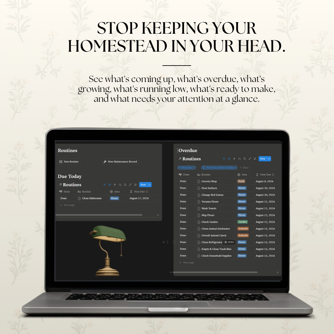 The Homestead Companion - Complete Notion Homestead Planner & Management System