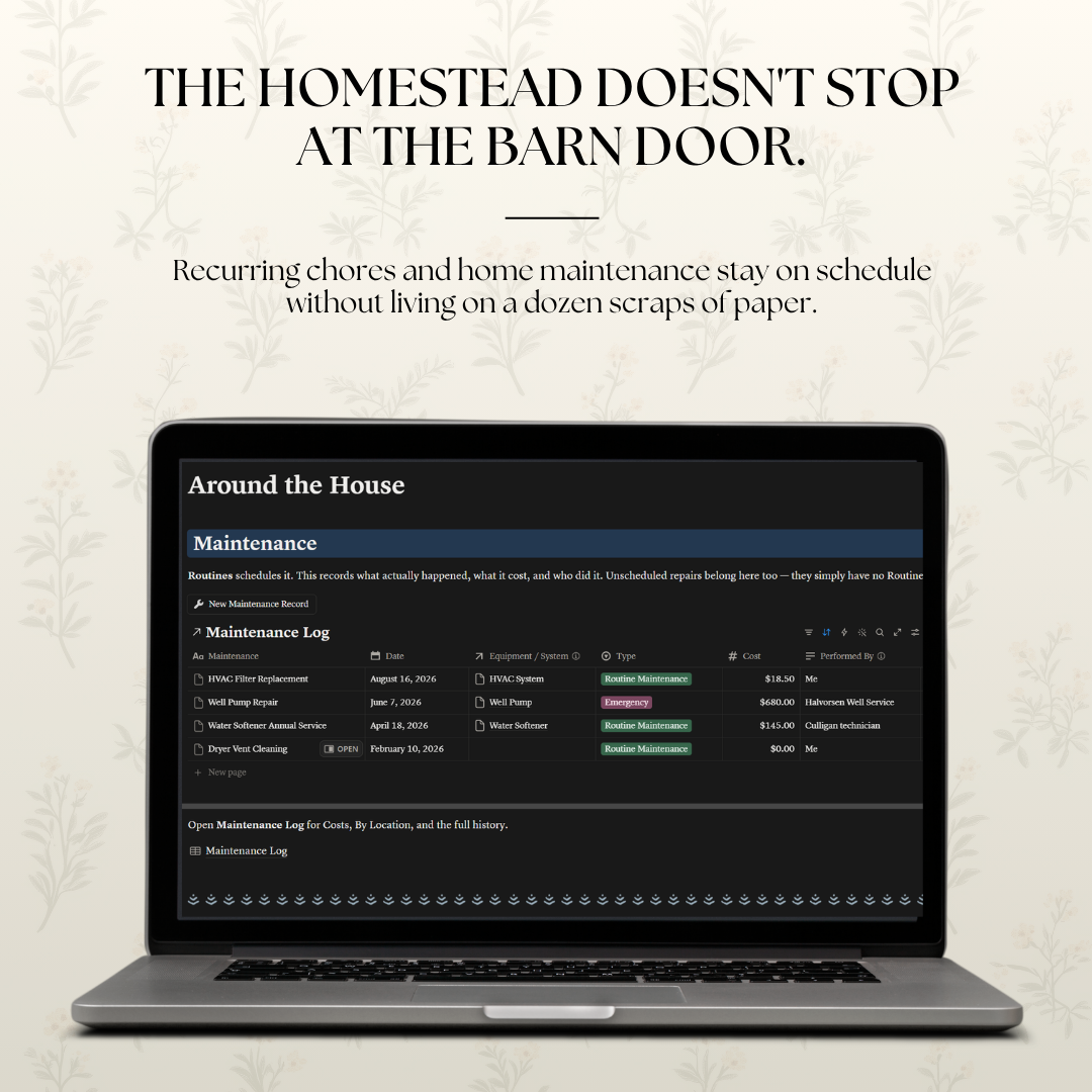 The Homestead Companion - Complete Notion Homestead Planner & Management System